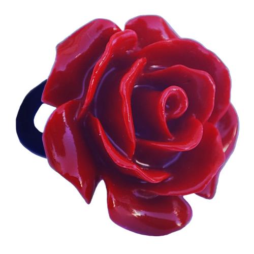 Jt Χειροποίητο ελαστικό δαχτυλίδι μεγάλο τριαντάφυλλο Κόκκινο Μπορντό